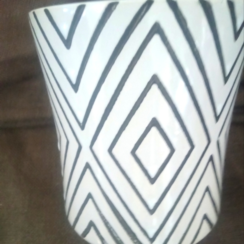 Geometric Black and White Ceramic Vase (Costco) NWT 4.5" Orchid Vase